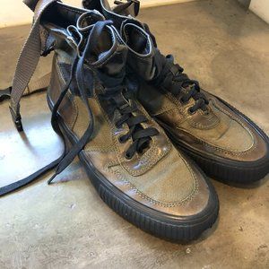 Frye Mens Combat Military Boots Green-Brown Ankle Strap Lace Up